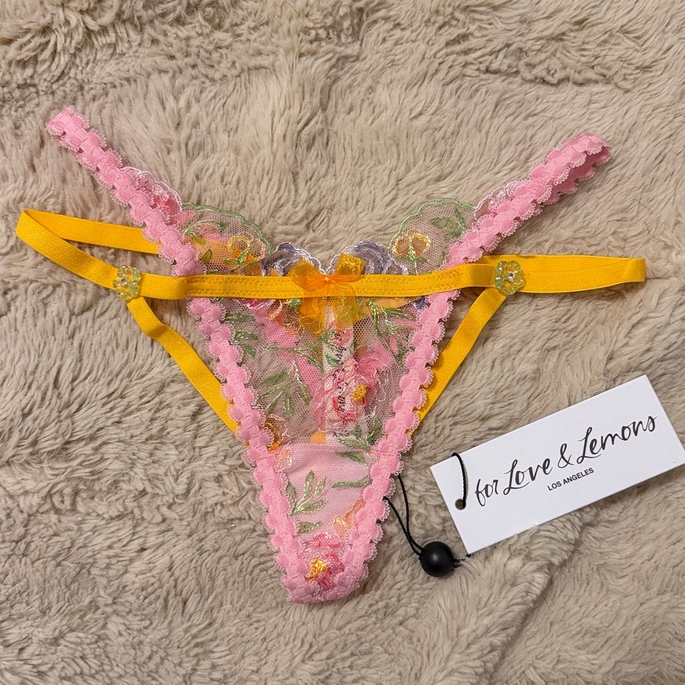 FOR LOVE & LEMONS Sorbet Rose XXS Thong NWT